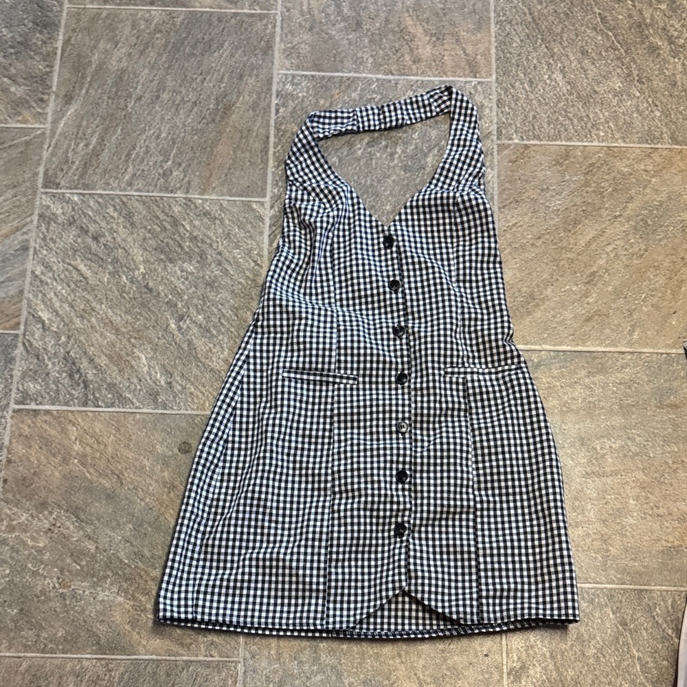 Edikted Black and White Checkered Dress